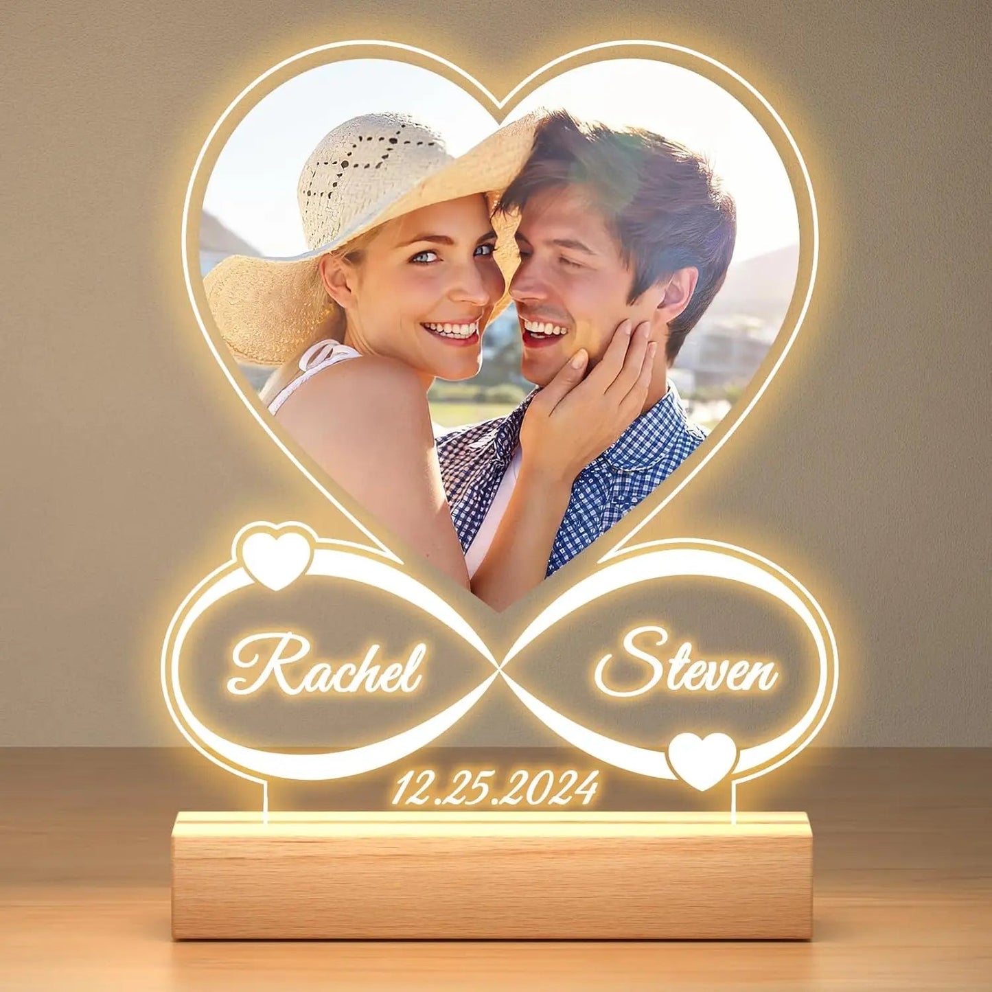 Custom Couples Gifts Personalized Photo Frame With Night Light Anniversary Valentine's Day Gifts for Women Men Girlfriend Him Good Vibrations Adult Super Store