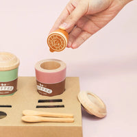 Role Pretend Play Children Simulation Creative Coffee Set Early Educational Afternoon Tea Role Playing Toys for Kids Wooden Toy Good Vibrations