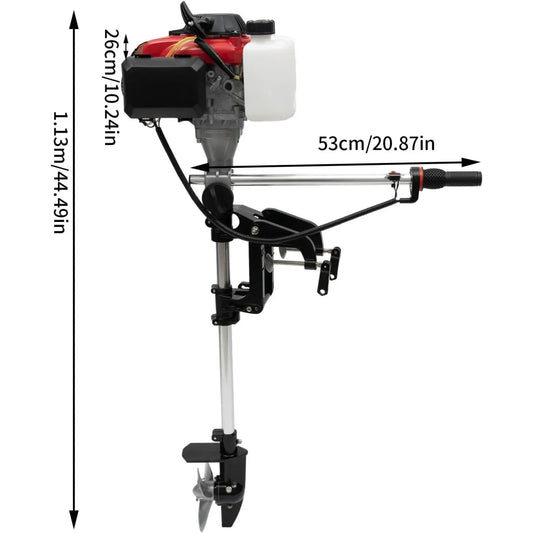 4-Stroke 4HP Boat Outboard Motor 53.2CC, Boat Engine with Air Cooling System for Inflatable Boats, Fishing Boats Good Vibrations