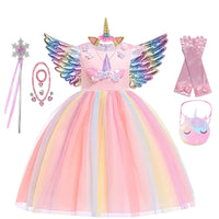 Kids Unicorn Dress for Girls Party Dresses Flower Appliques Ball Gown Little Girl Princess Costumes Summer Children Clothing Good Vibrations