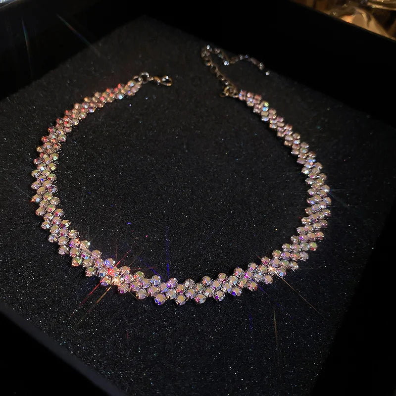 Luxury Shiny Full Rhinestone Choker Necklace for Women Personalized Geometric Crystal Necklaces Wedding Jewelry Party Gifts Good Vibrations Adult Super Store