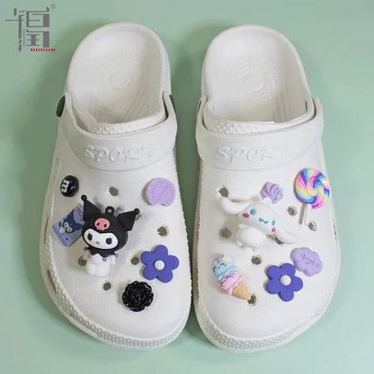 Sanrio Hello Kitty Croc Charms Kawaii Kuromi Shoe Buckle Accessories Girl Slippers DIY Decorations for Croc Jibz Gift Good Vibrations