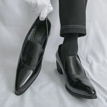 Mens Dress Shoes High Heels 5 Cm Height Luxury Genuine Leather Handmade Wedding Social Formal Shoes Male Oxford Footwear Good Vibrations