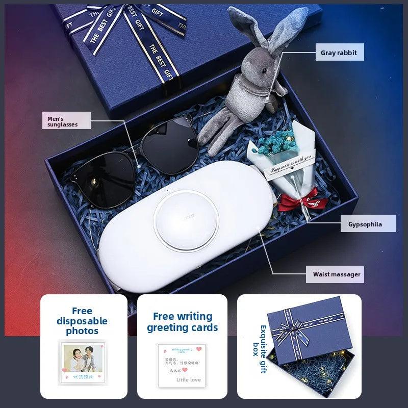 Men's birthday gift for boys, boyfriend, husband, dad, high-end gift box, waist massager, eye sunglasses. Good Vibrations