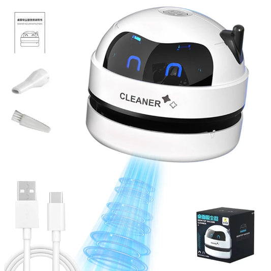 Desktop Vacuum Cleaner with Nozzle & Cleaning Brush USB Charging  Mini Desk Dust Vaccum Cleaner Good Gift For Kid Student Ofiice Good Vibrations