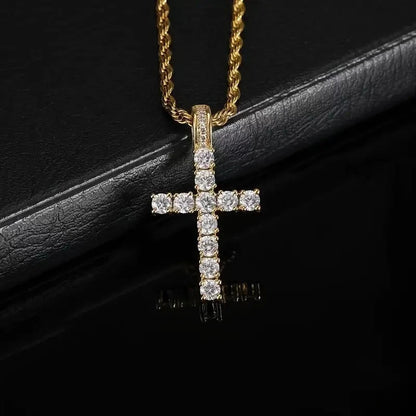 Huitan 60Cm Twisted Chain Long Necklace for Women/Men Fashion Luxury Cubic Zirconia Cross Pendant Necklace Gift Love Accessories Good Vibrations