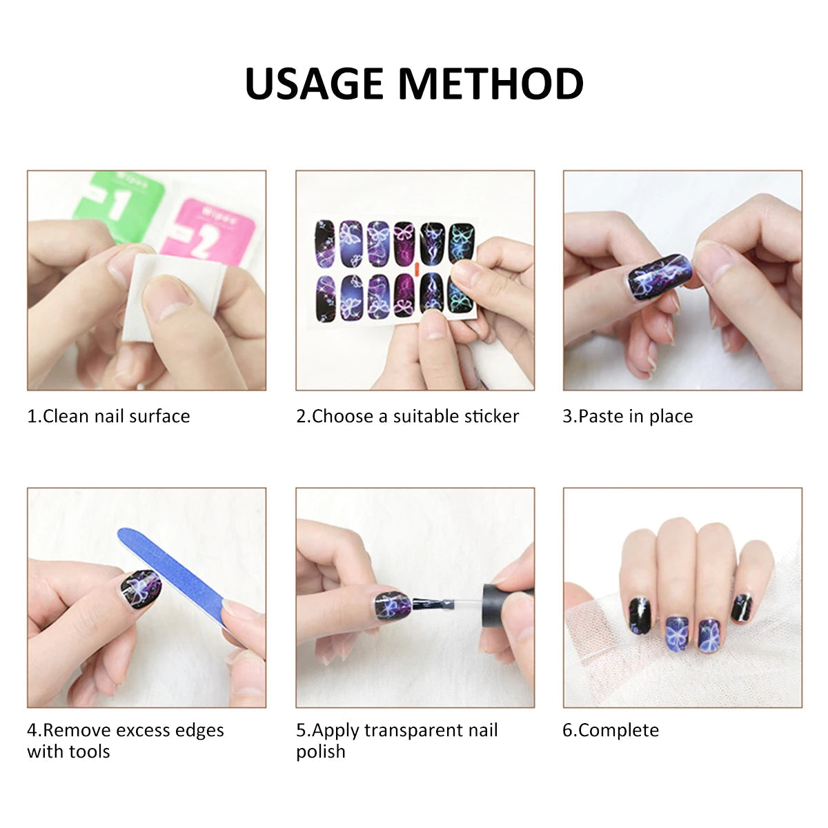 10 Sheets Vibrant Full Wrap Nail Polish Stickers Self-Adhesive Nail Decals for DIY Nail Art Manicure Designer Nail Art Stickers Good Vibrations