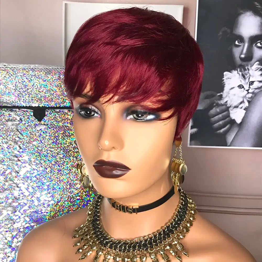 Short Hair Wigs, Pixie Cuts Wigs, Short Straight Black Ladies Wigs Synthetic Short Wigs For Black Women African American Women Good Vibrations