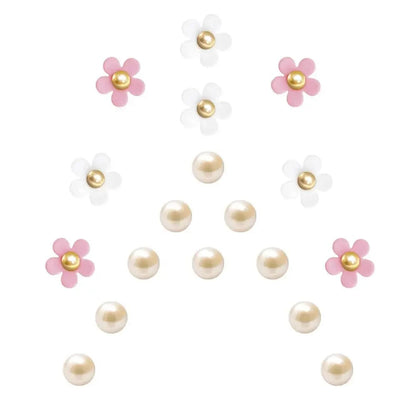 24Pcs Flowers and Pearls Charms for Bogg Bag Compatible with Women Rubber Beach Bag Tote Handbag Decoration Good Vibrations
