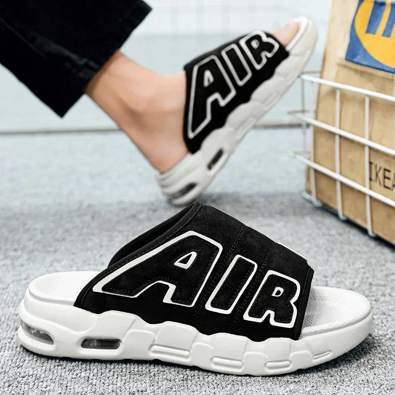 Men Air Cushion Design Slide Man Summer PVC Soft Non-slip Men's Sports Slippers New Slippers for Men Flip Flops Chanclas Hombre Good Vibrations