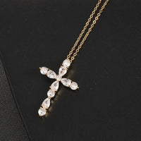 Classic Bright Jewelry Cross Necklace Fashion Personality Innovative Colorful Water Drop Geometric Cross Pendant Lucky Gift Good Vibrations