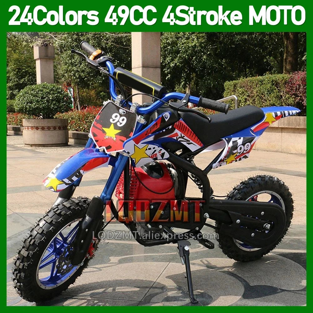 49CC 50CC 4-Stroke ATV OFF-road Gasoline Motorcycle Racing MOTO Dirt Bike Motorbike For Adult Children Boy Girl Child Men Women Good Vibrations