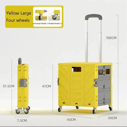 Home Supplies Trolley Shopping Storage Containers Folding Cart Plastic Shopping Cart Vehicle Mounted Storage Box Bag On Wheels Good Vibrations