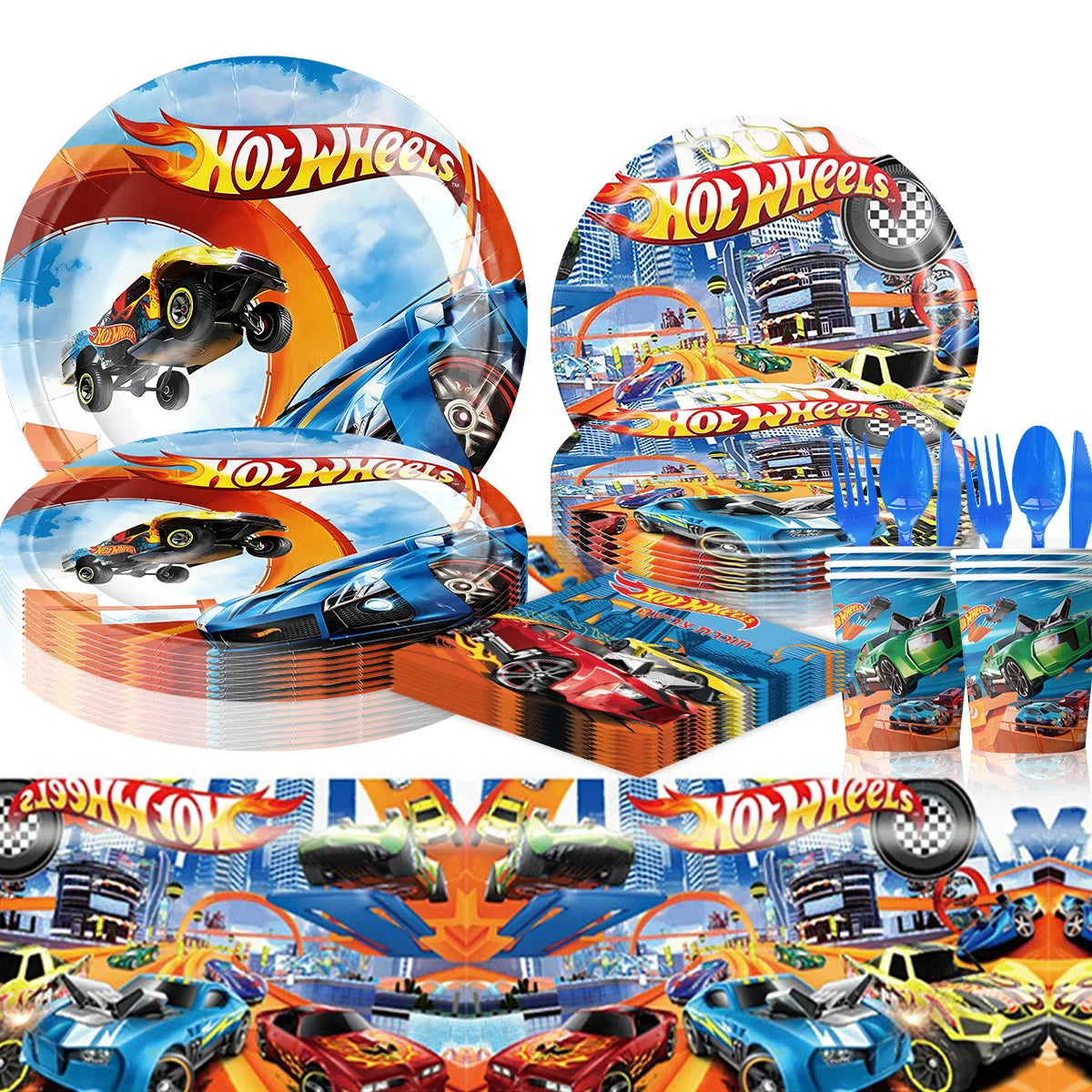 Car Kids Birthday Party Decoration Boys Birthday Supplies Paper Cup Plate Cutlery Cars Balloons Cake Flag Party Children's Gifts Good Vibrations