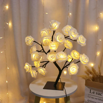LED Rose Flower Table Lamp USB Christmas Tree Fairy Lights Night Lights Home Party Wedding Bedroom Decoration Mother's Day Gift Good Vibrations