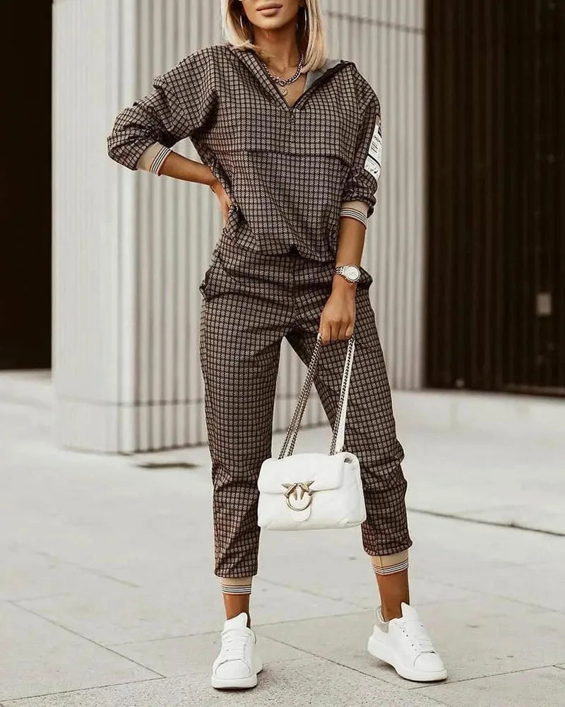 Ladies Commuter Wear Notched Collar Long-Sleeve Suit Jacket Casual Pants Elegant Office Work Clothes 2023 Fashion Two-Piece Set Good Vibrations