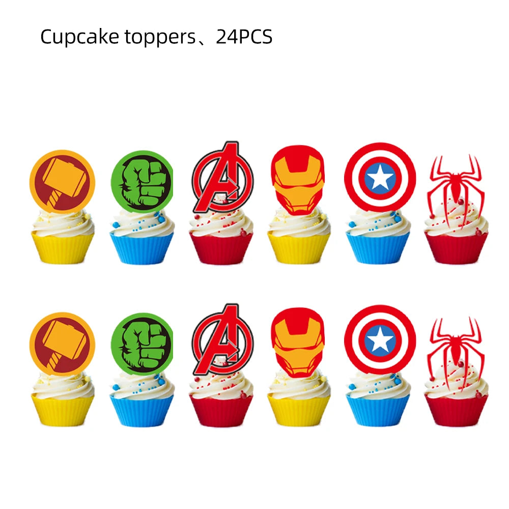 New Avengers Cake Decoration Cake Toppers Birthday Party Supplies Baby Shower Superhero Kids Boys Girls Cup Favors Decoration Good Vibrations
