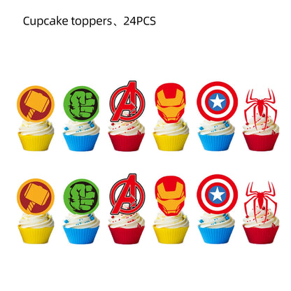 New Avengers Cake Decoration Cake Toppers Birthday Party Supplies Baby Shower Superhero Kids Boys Girls Cup Favors Decoration Good Vibrations