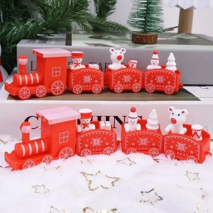 Christmas Train Painted Wooden Plastic  Mini Christmas Tree Train Christmas Decorations Festival Party Xmas Table Top Ornament Good Vibrations