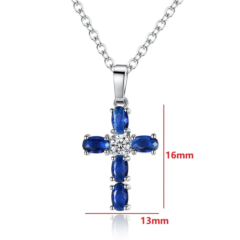 Aesthetic Cross Necklace for Women Charming Zirconia Trendy Party Accessories Personalized Female Jewelry Wholesale Bulk Good Vibrations