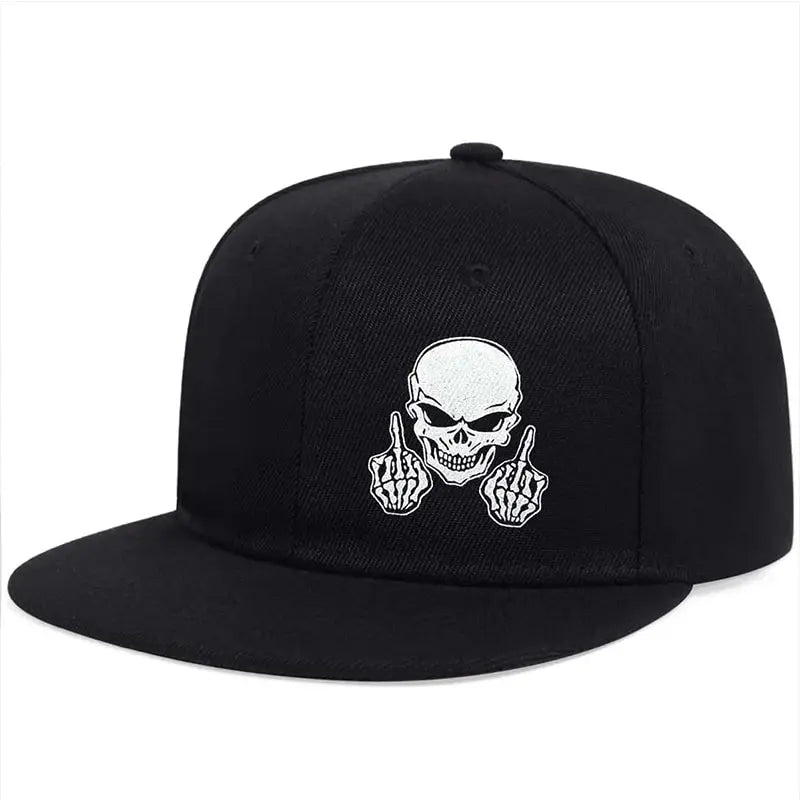 Unisex Skeleton Finger Embroidery Hip-hop Hats Spring Autumn Outdoor Adjustable Casual Baseball Caps Sunscreen Hat Good Vibrations
