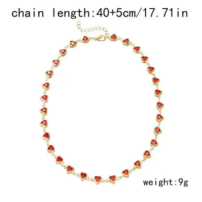 Exquisite Colorful Crystal Heart Choker Necklace For Women Charm Zircon Metal Chain Necklace Party Birthday Jewelry Gift Good Vibrations