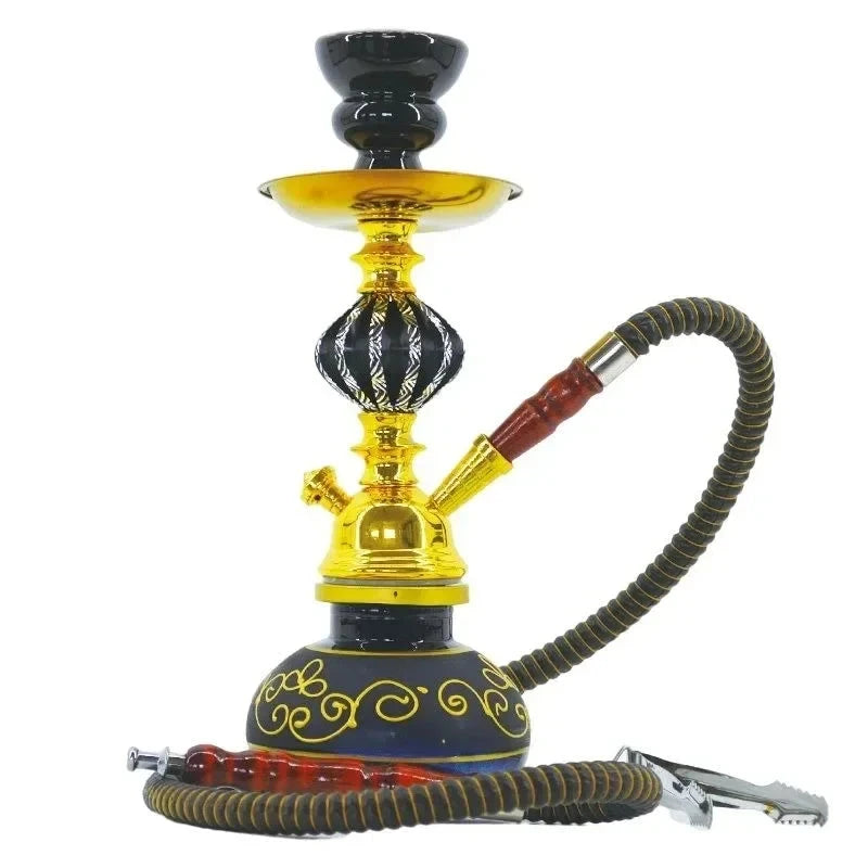 Black Blue Green Red White Yellow,10.6in\27cm Small,Single\Double Hose 1\2,Bar Shisha Full Set Luxury Smoking Pipe Hookah Set Good Vibrations
