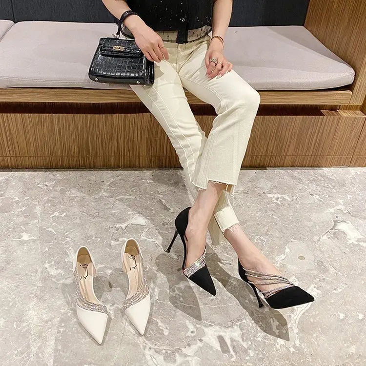 Women Evening Party High Heels New  Pumps Elegant Ladies Pointed To Black  Strappy Stripper Shoes for Women Good Vibrations