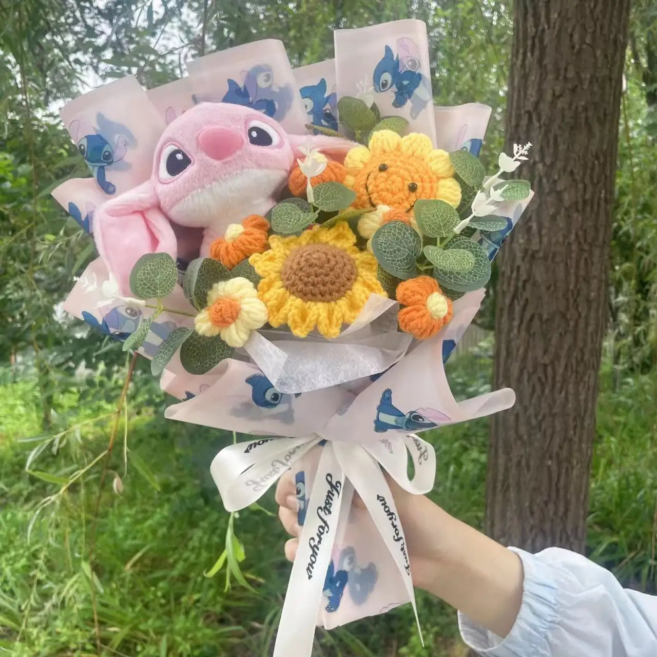 Cartoon Anime Stitch Plush Bouquet Doll Toys Stuffed Animals Creative Handmade Bouquets Birthday Christmas Valentine Gifts Good Vibrations