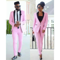 Elegant Couple Pink Suits Luxury Formal Occasion Slim Fit 2 Piece Jacket Pants Sets Customized High Quality  Clothing Good Vibrations