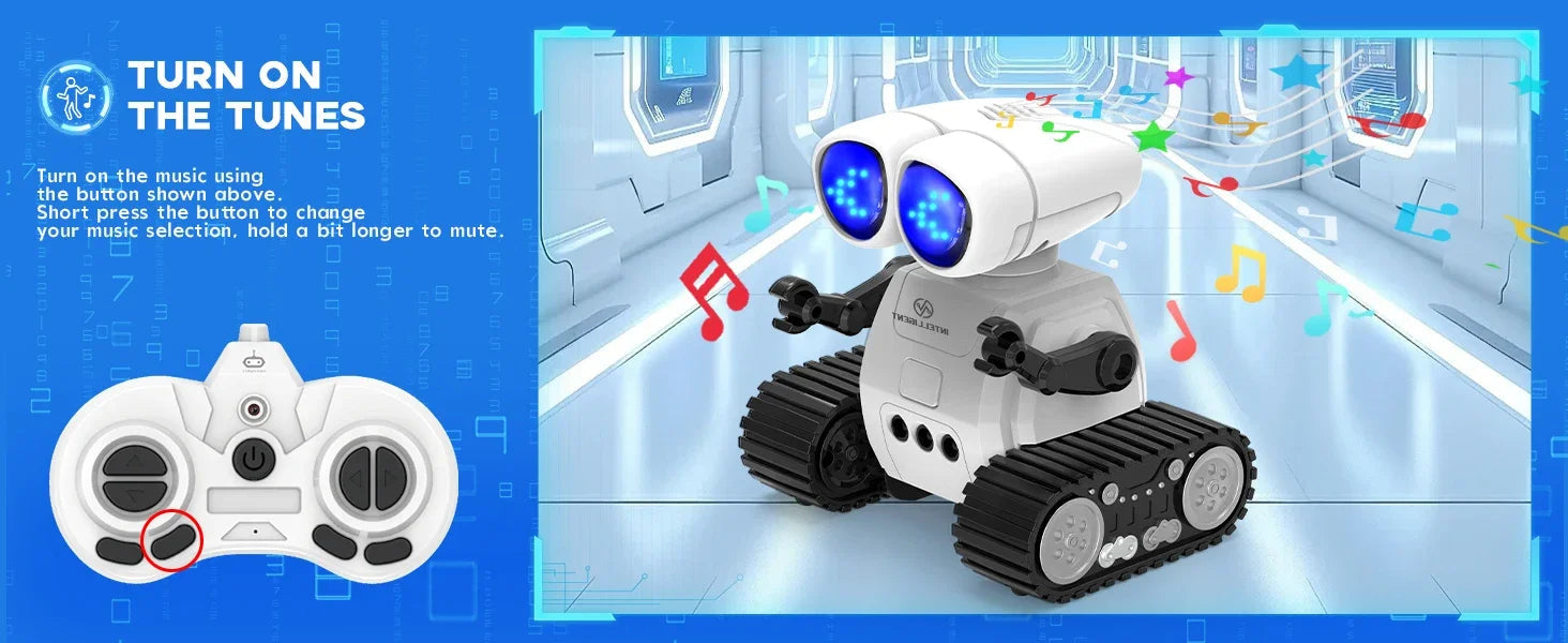 TOY Life Rechargeable RC Robot - LED Eyes Music Walkie Talkie Remote Control Toy for Kids Toddler Gift Good Vibrations