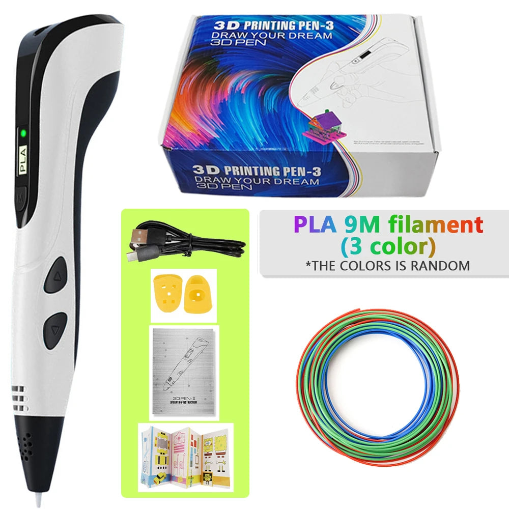 3d Pen for kids Creatived Toy DIY 3D Printing Pen Type-C Rechargeable 3D Pens Set with 200M PLA Filament for Children Gift Good Vibrations