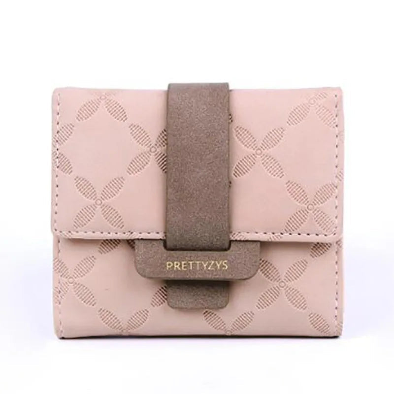 Explosive purse female Korean PU plaid buckle simple multi-card folding triple fold bag large capacity student ladies daily trav Good Vibrations