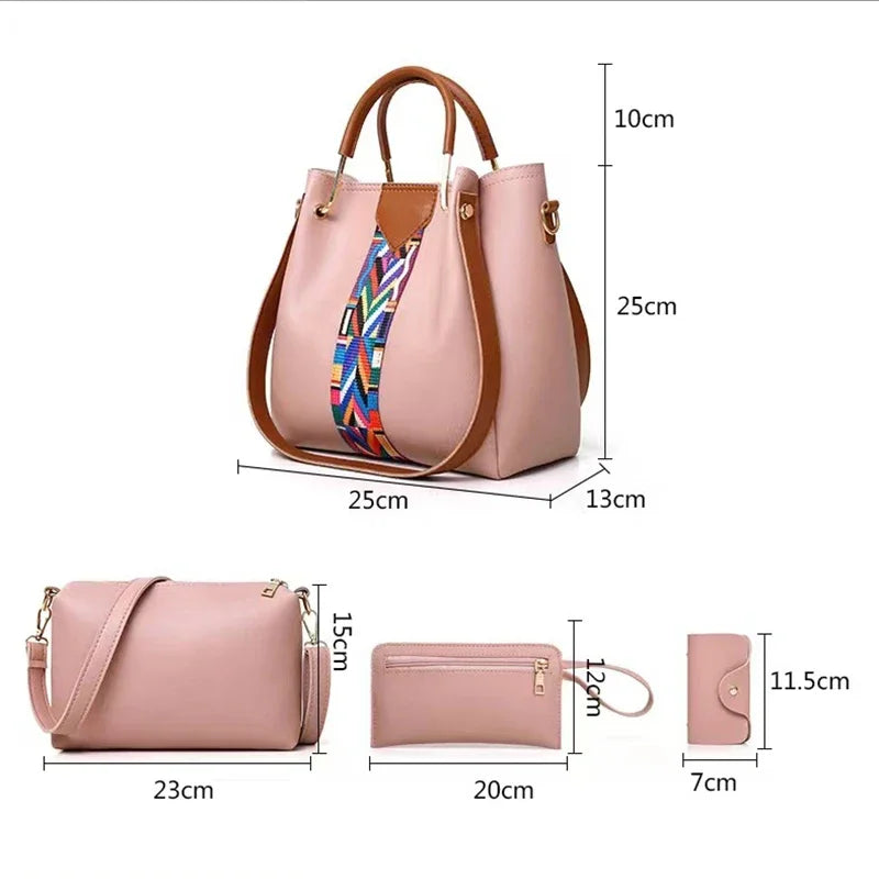 4 Pcs Luxury Handbag Large Capacity Tote Bag Women's Bag Fashion Shoulder Bag,Wallet,Card Case Good Vibrations Adult Super Store