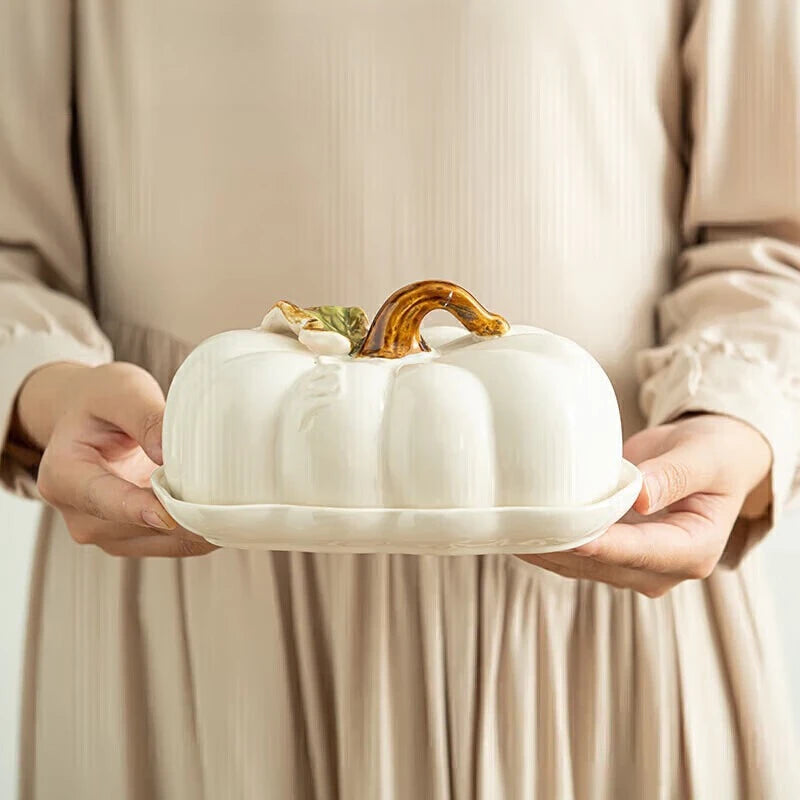 1PCS Pumpkin Ceramic Dinner Plate for Fruit Cake Snack Serving Kitchen Table Restaurant Use Ceramic Material Good Vibrations
