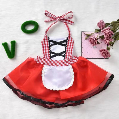 Cute Toddler Little Red Riding Hood Costume with Cape Halloween Princess Dress Up Outfit Toddler Girl Clothes Good Vibrations