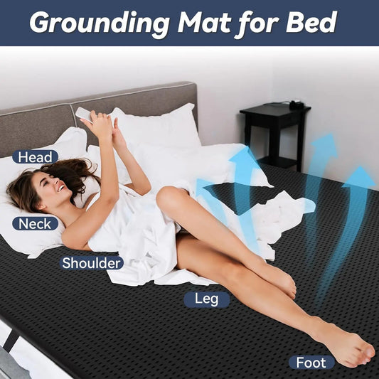 Grounding Earthing Mat for Bed Queen Size Inches with 15ft Cord Anti Static Mat for Better Sleep Stress Relief Pain Reduction Good Vibrations
