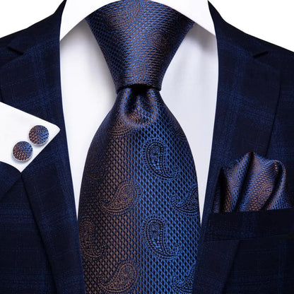 Hi-Tie Blue Business Solid 100% Silk Men's Tie NeckTie 8.5cm Ties for Men Formal Luxury Wedding High Quality Gravata Good Vibrations