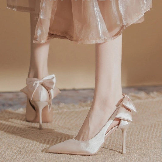Wedding Heels Women Luxury Brand Design String Bead Pearls High Heels Ladies Sexy Elegant Pointed Toe White Black Pumps2025 Good Vibrations