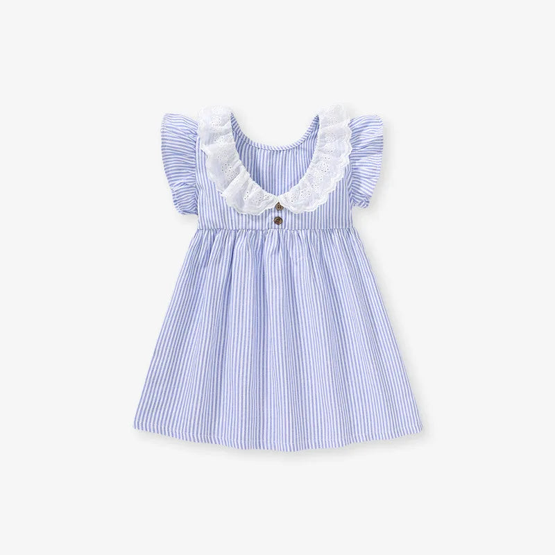 Little maven Baby Girls Summer Casual Clothes Little Genius Pretty Cartoon Dress Kids Soft and Comfort Wear Children's Clothing Good Vibrations