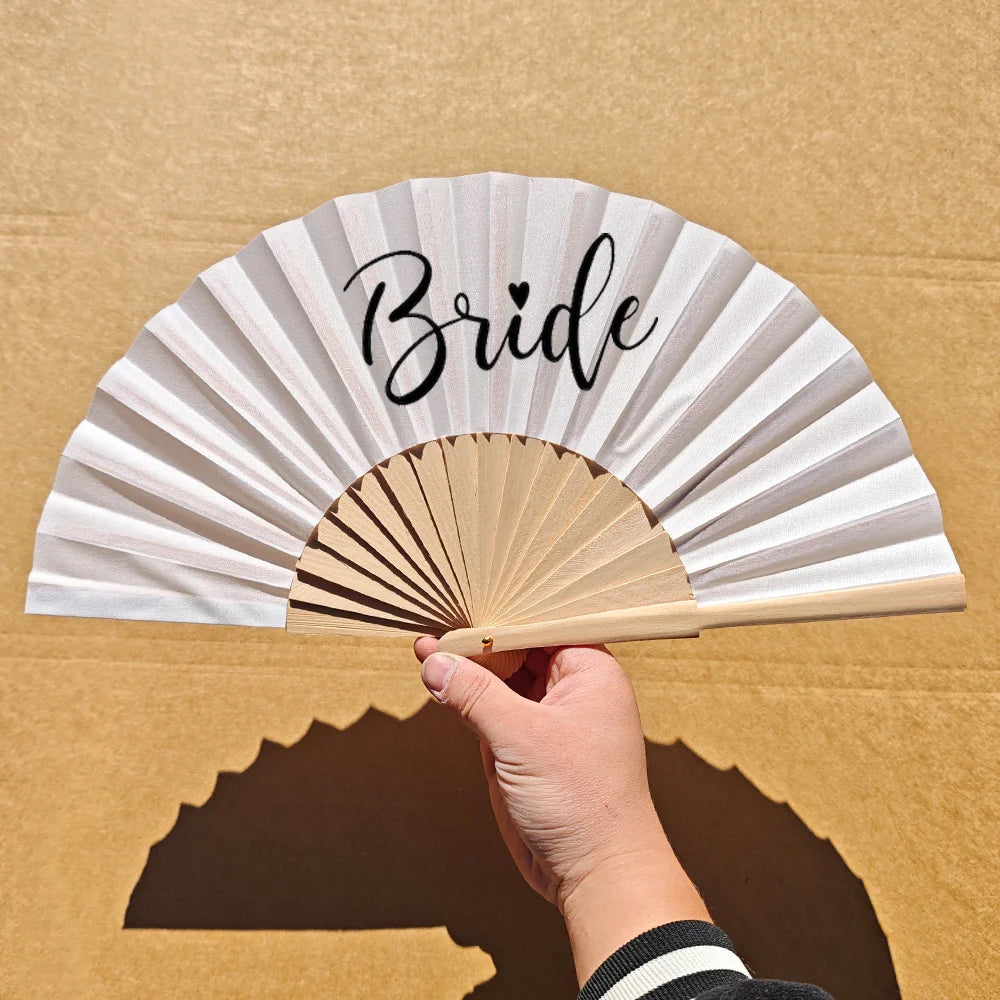 2025 Bride Bridesmaid Mothe Rof The Bride Hand Fan Bachelorette Hen Party Supplies Bridal Shower Wedding Decor Proposal Gift Good Vibrations