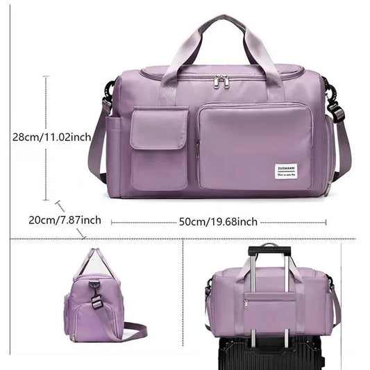 Travel Bag Large Capacity Weekender Carry On Duffle Bags with Shoe Compartment Sports Fitness Bags for Women Shoulder Bag Good Vibrations