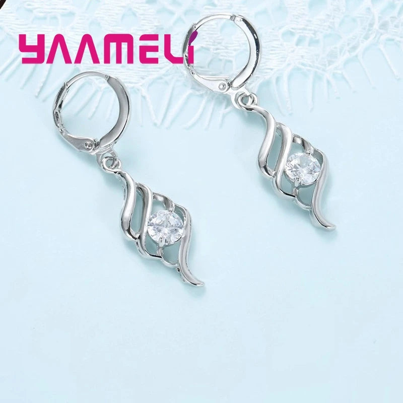 Jewelry Sets For Women Charms 925 Sterling Silver Color Pendant Necklace Hoop Earring Fashion Classic Collares Wedding Gift Good Vibrations Adult Super Store