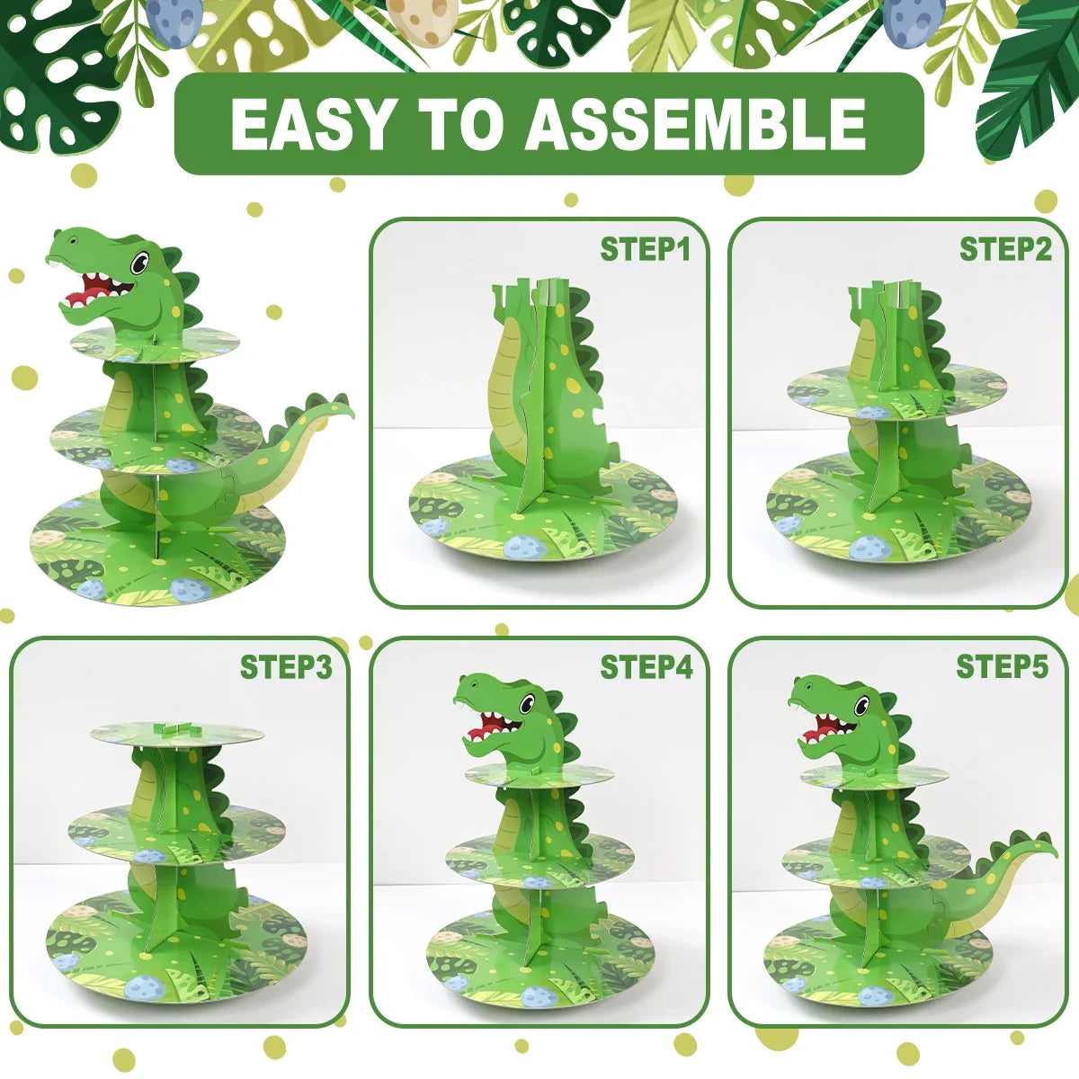 Dinosaur Cupcake Stand Birthday Party Decoration Kids Boy Girl Dino Wedding Birthday Party Supplies Favors Baby Shower Decor Good Vibrations