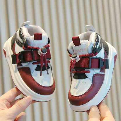 Kid Sneakers 2025 Spring Autumn Boys Causal High Top Sneakers Girls School Versatile Children's Chunky Basketball Shoes Non-slip Good Vibrations