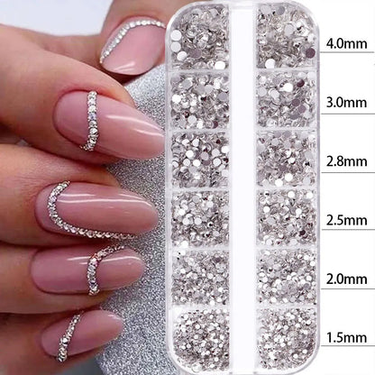 12grids Half Round Pearls Beads 3D Nail Charms 1.5/2/2.5/3/4/5mm White Flatback Pearls Nail Jewelry Nail Craft Pearl Rhinestones Good Vibrations