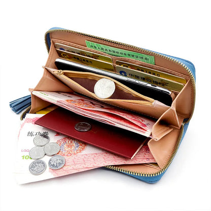 Zipper Money Coin Purse Women Card Holder Long PU Leather Clutch Wallet Large Capacity Lady Wristlet Phone HandBags Money Pocket Good Vibrations