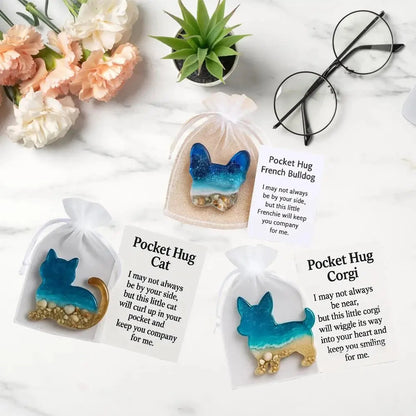 Ornament Pocket Hug Acrylic Figurine Acrylic Dachshund Cat Pocket Hug Token Beach-inspired Fox Wolf Ornament Keepsake For Loved Good Vibrations
