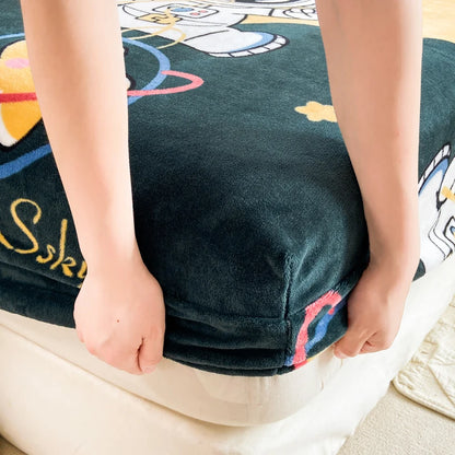 Queen Double Size Bed Sheet Polyester Elastic Fitted Sheet Velvet Soft Flannel Warm Mattress Cover King Full Twin Size Winter