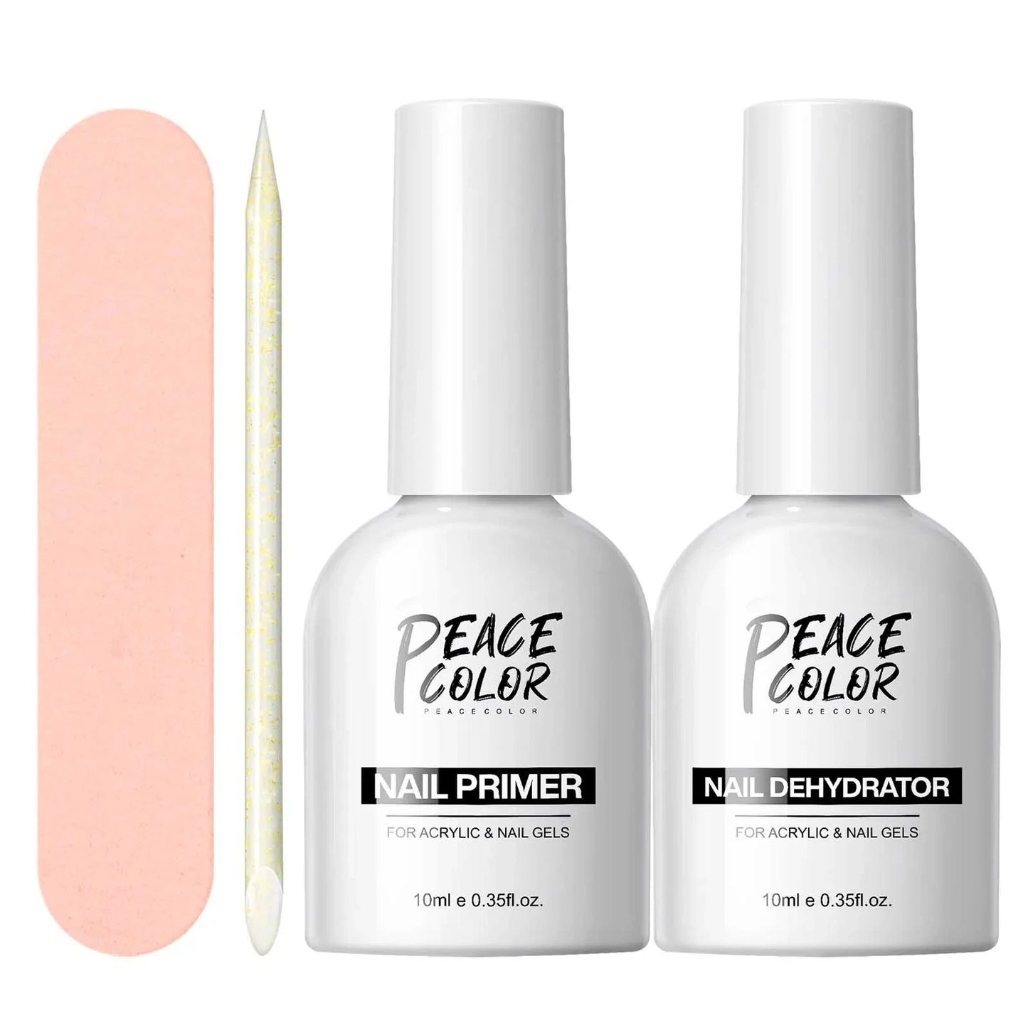 Peacecolor 10ML Nail Dehydrator & Primer and Nail Tools, Fast Dry Non Acid Primer for Gel Polish, Ideal Gift Choice Good Vibrations